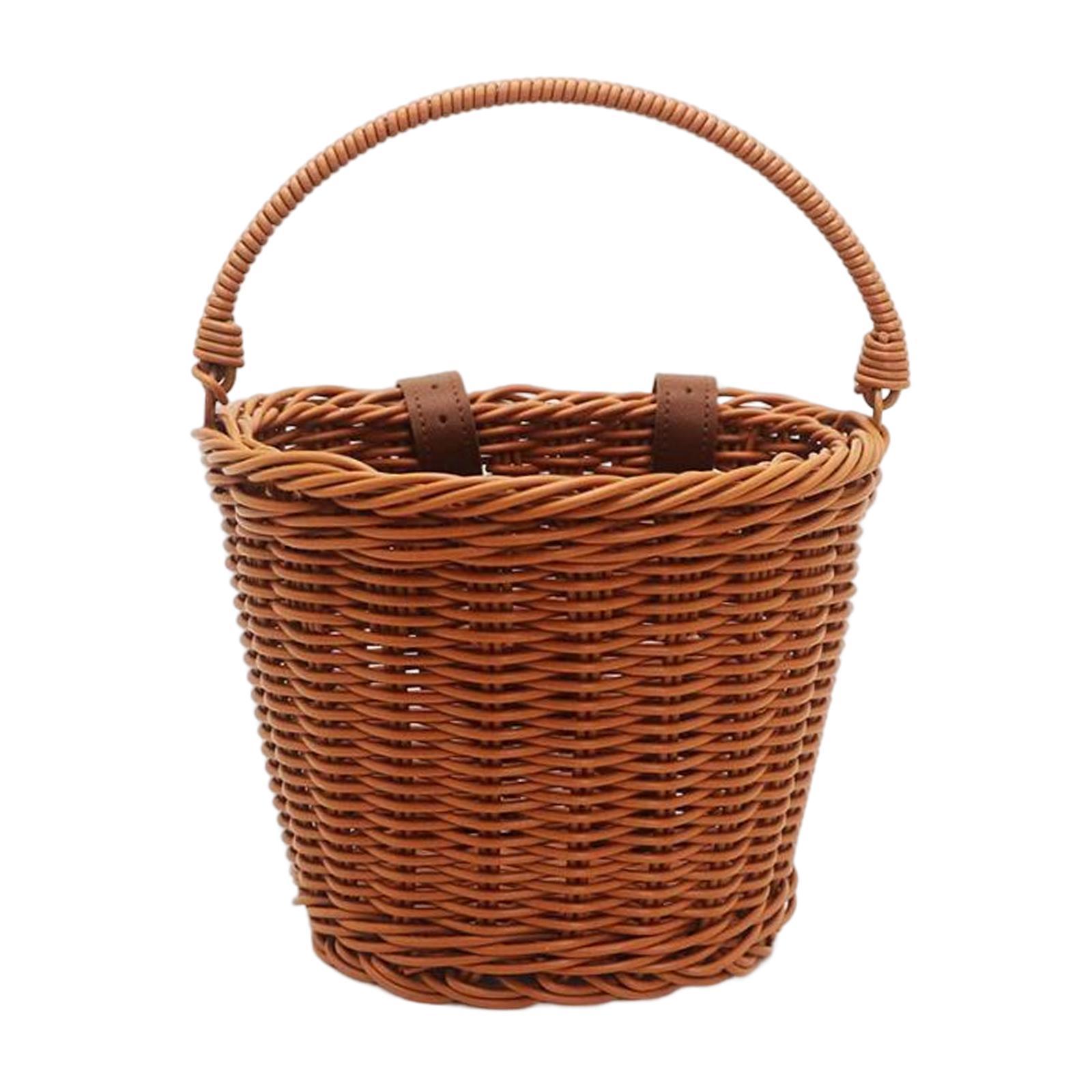 Children's Basket, Kids Bike Basket, Detachable Electric Bike Basket, Woven Front with Handle Shopping Vegetable Basket for Kids