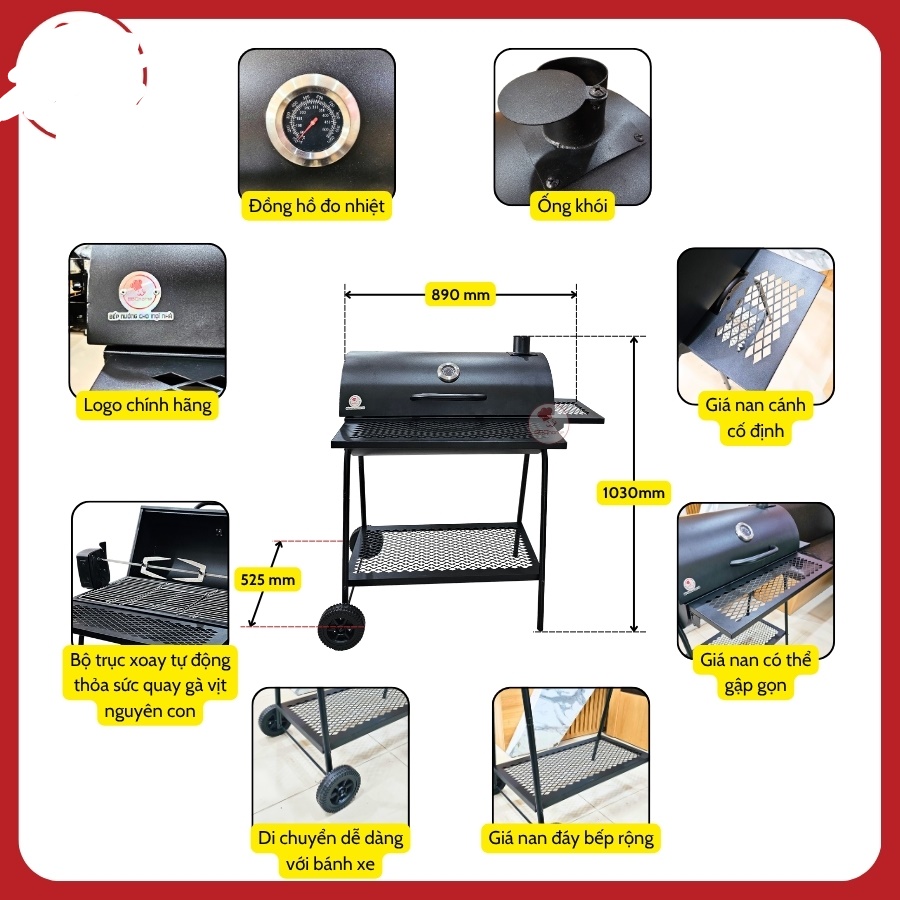 Bếp nướng ngoài trời BH1725 motor xoay hàng chính hãng