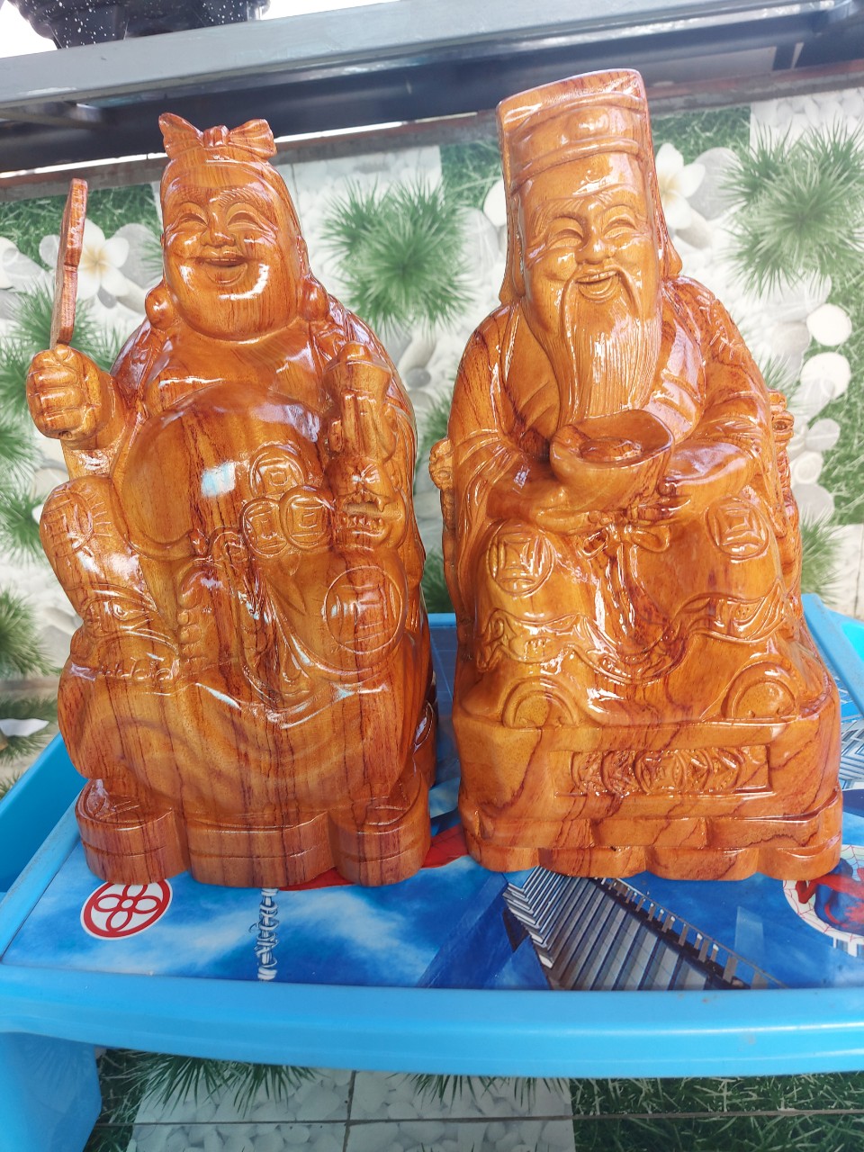 Tượng thần tài thổ địa Gỗ Hương nguyên khối siêu nặng cao 20cm
