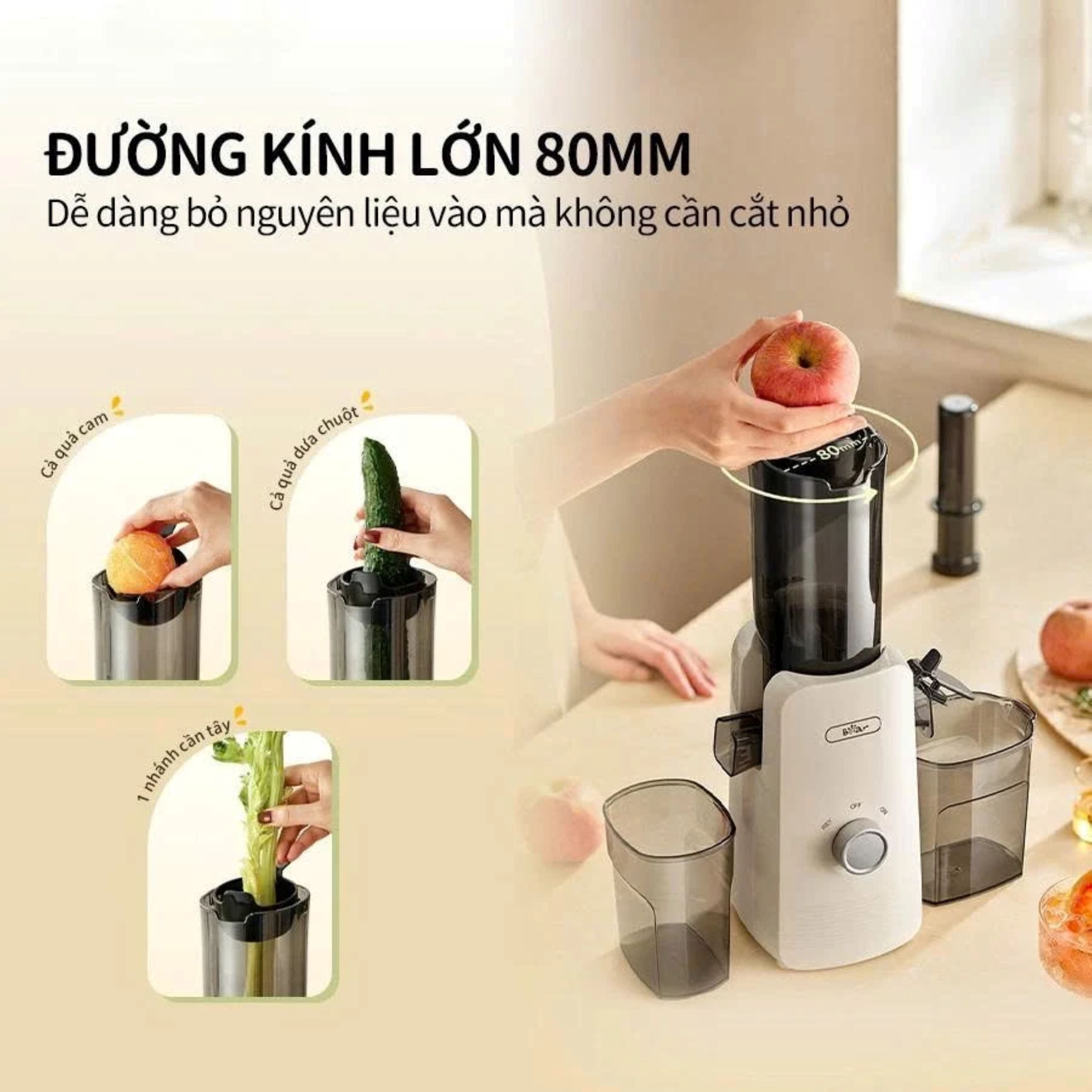 Máy ép chậm Bear YZJ-F01D6 (SJ-4H01U) Dung Tích 0,8L - Hàng Chính Hãng