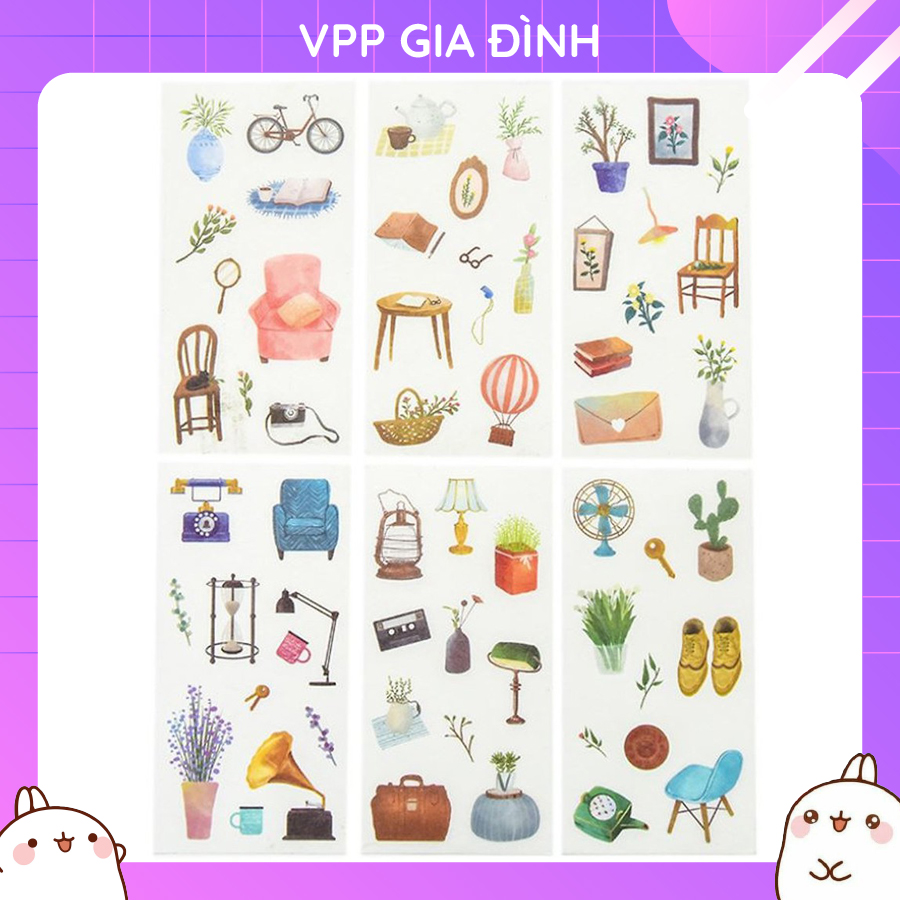 Set 48 - 120 Miếng Nhãn Dán Sticker Trang Trí Planner Stg070 (Giao ngẫu nhiên)