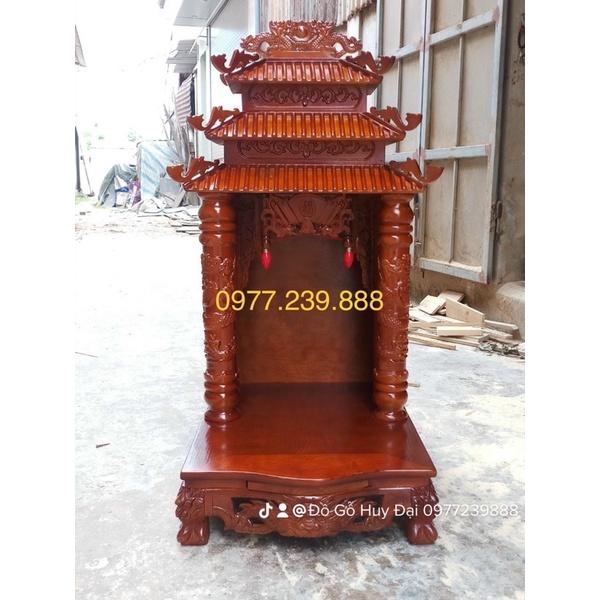 Bàn thờ thần tài mái thái gỗ pơmu 61cm cánh gián