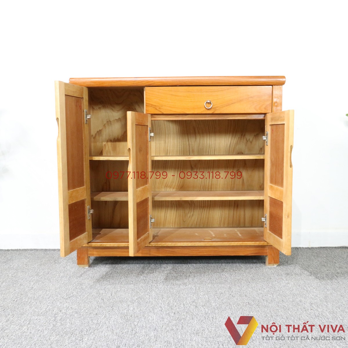 Tủ Giày Dép Gỗ Gõ Đỏ 3 Cánh Đẹp Giá Rẻ