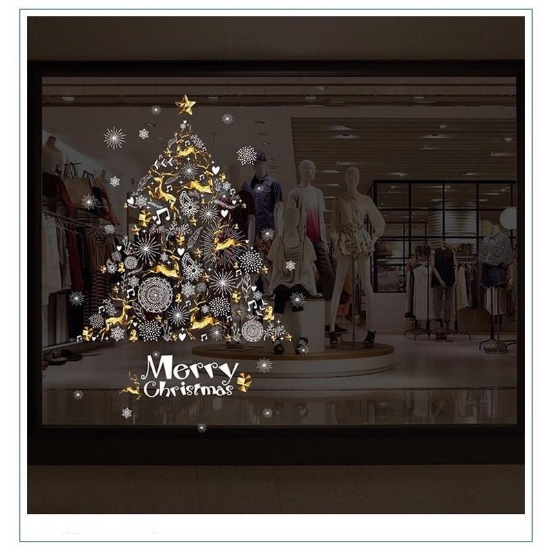 Decal trang trí giáng sinh dán cửa kính hình cây thông ông già noel HOME DECOR 2022