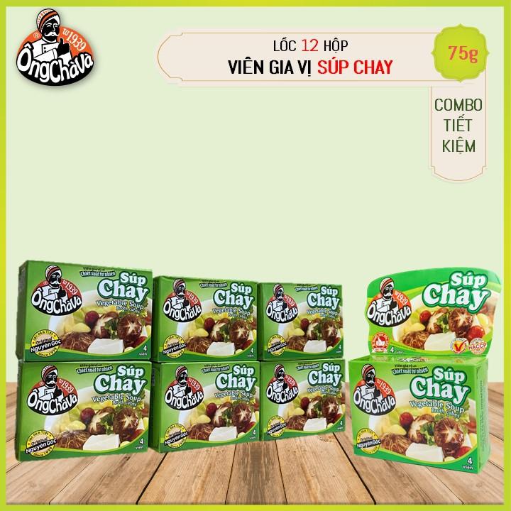 Lốc 12 Hộp Viên Gia Vị Súp Chay Ông Chà Và 75g (Vegetable Soup Cubes)