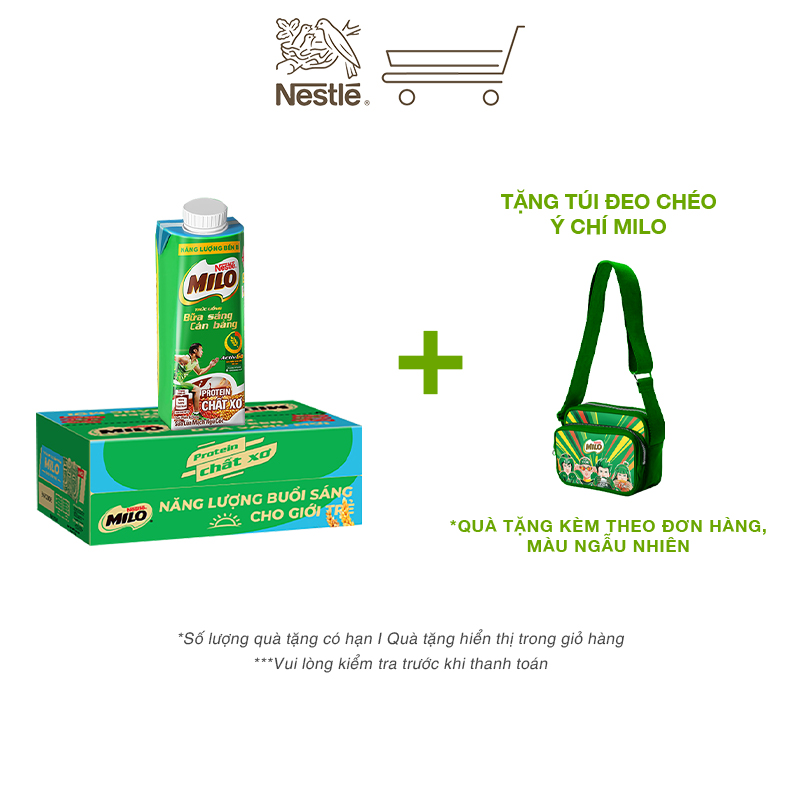 Sữa lúa mạch Nestlé Milo Teen bữa sáng thùng 24 hộp x 200ml (24x200ml)