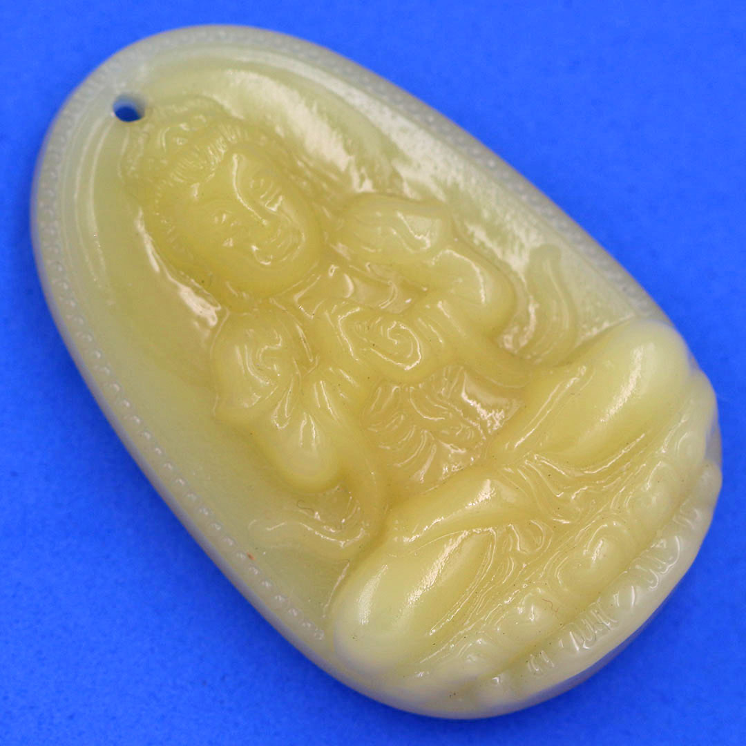 Mặt Phật Đại nhật như lai đá thạch anh vàng 4.3 cm kèm móc và dây chuyền inox vàng, Mặt Phật bản mệnh