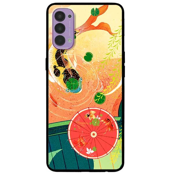 Ốp lưng dành cho Oppo Reno 4 mẫu Cá Chép Và Ô Đỏ