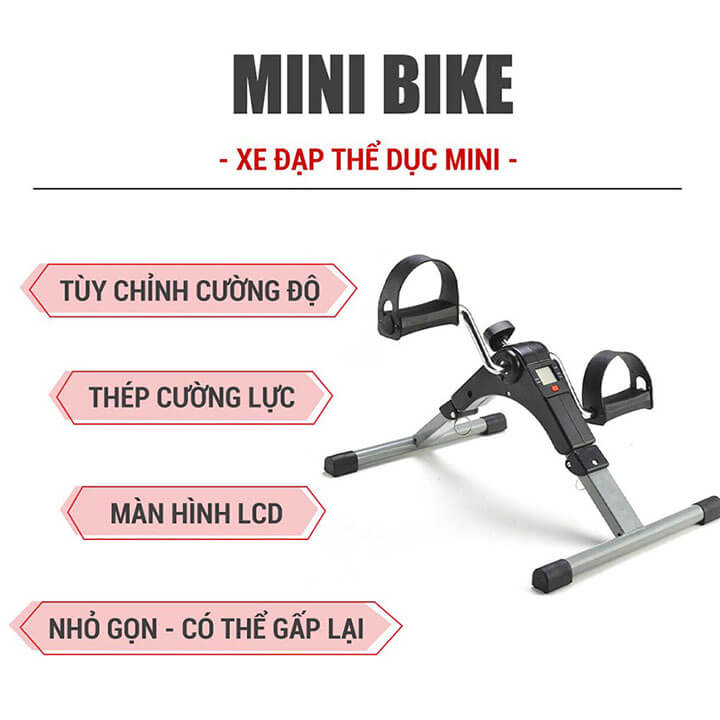 Xe đạp tập thể dục tại nhà có đồng hồ đếm điện tử, xe đạp thể thao mini gấp gọn tùy chỉnh độ nặng tập luyên chân tay-15VGA13