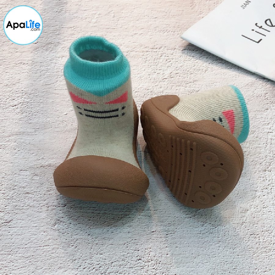 Attipas Tie - Brown/ AT005 - Giày tập đi cho bé trai /bé gái từ 3 - 24 tháng nhập Hàn Quốc: đế mềm, êm chân &amp; chống trượt