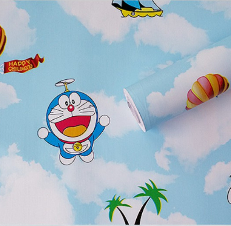 20M DECAL GIẤY DÁN TƯỜNG KEO SẴN KHỔ 45CM MẪU DOREMON BẦU TRỜI XANH