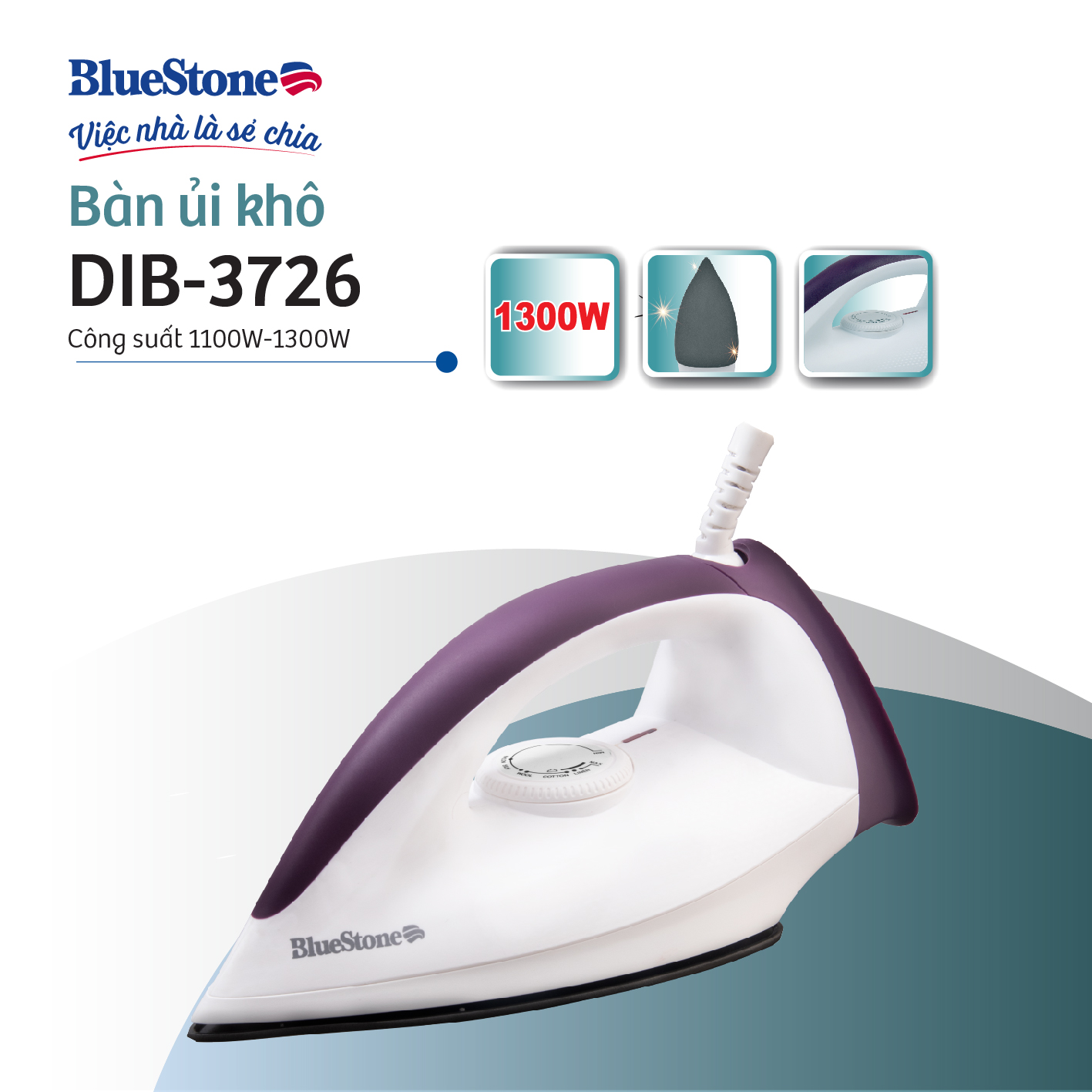 Bàn Là Khô Bluestone DIB-3726 (1300W) - Hàng Chính Hãng
