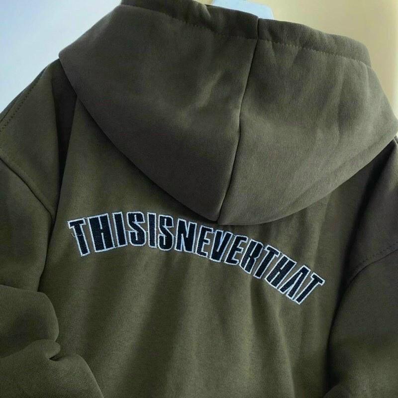 Áo Khoác Nỉ Lót Bông Dây Kéo thêu chữ THISISNEVERTHAT form rộng ullzang Unisex shopmap