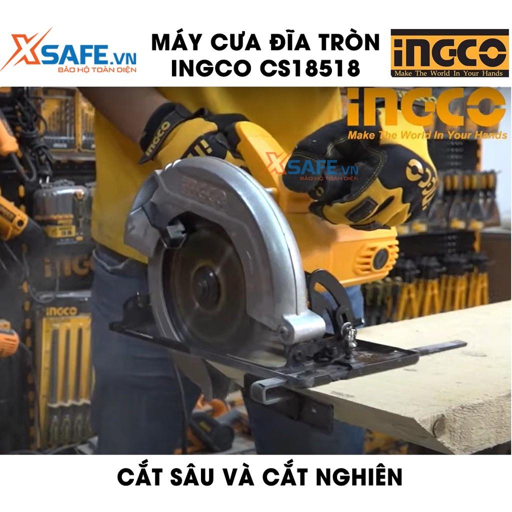 Máy cưa đĩa tròn INGCO CS18518 kèm theo 1 lưỡi cắt 185mm và 1 bộ than, công suất 1200W, tốc độ không tải 5000rpm