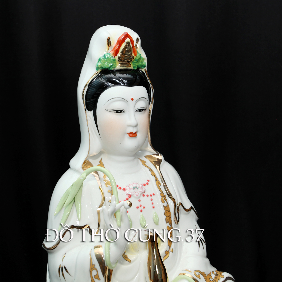 Tượng Quan Âm Bồ Tát Chất Liệu Men Sứ