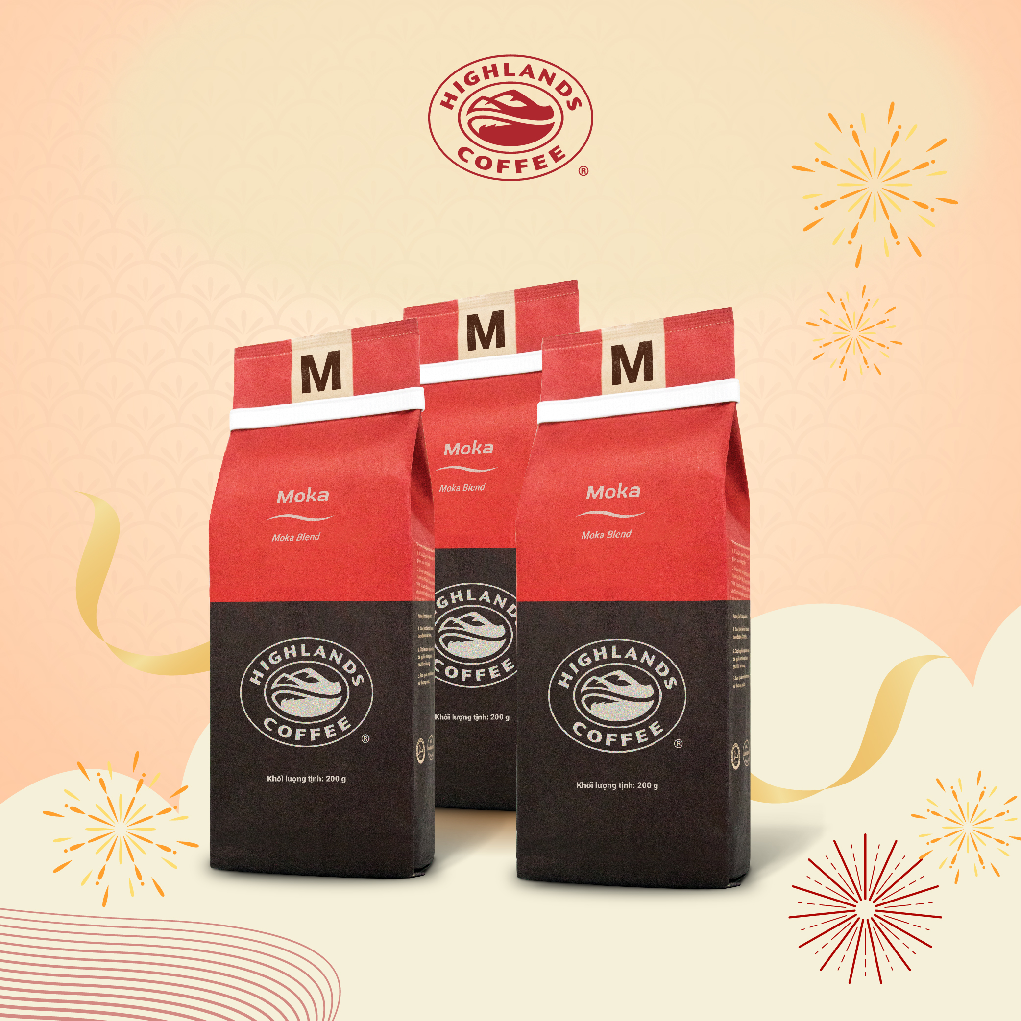 Combo 3 gói Cà Phê Rang Xay Moka Highlands Coffee (200g)