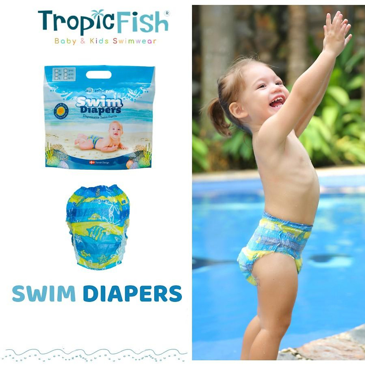 TropicFish Baby Swimdiaper Size S, M, L (6pcs/ Bag) / Tã Quần Bơi Cho Bé TropicFish Size S, M, L (6 miếng/Túi)