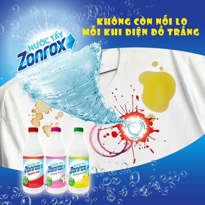 COMBO 6 CHAI NƯỚC TẨY ĐA NĂNG ZONROX 500ML - Tặng thêm 1 chai cùng loại