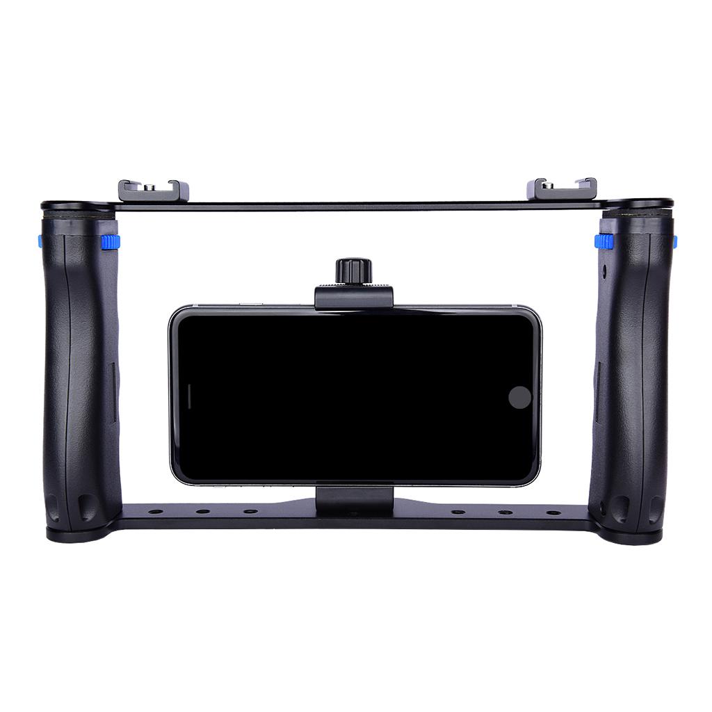 Smartphone Video Rig, Mobile Phone Movies Mount Handle Grip Stabilizer, Filmmaking Recording Rig Case for Filmmaker Videographer