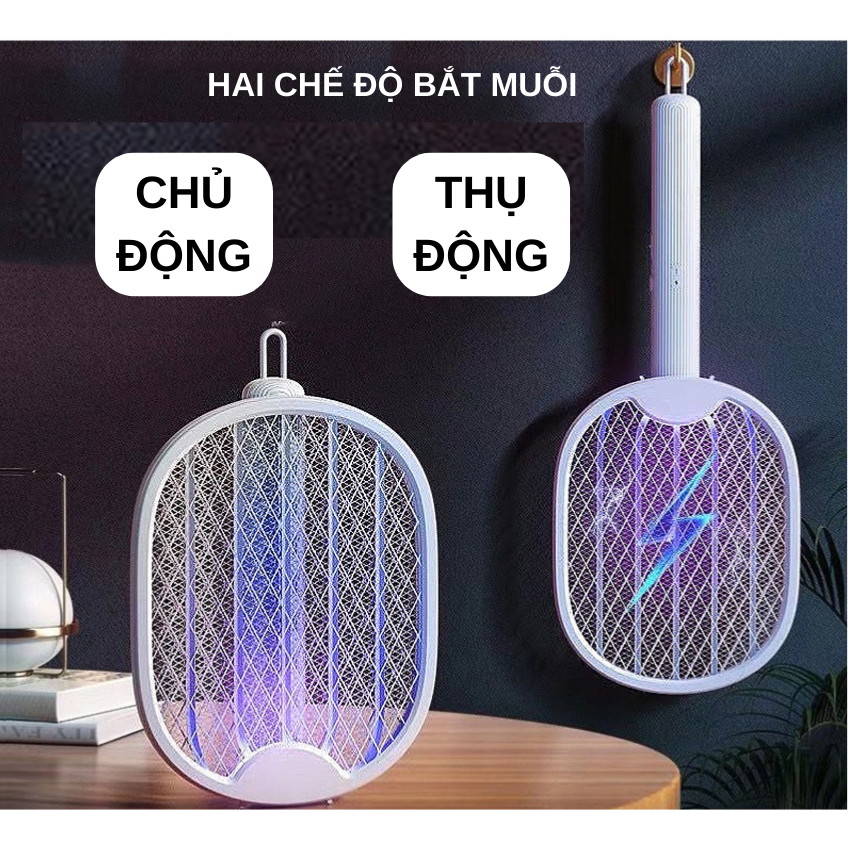 Vợt muỗi thông minh gấp gọn 2 chế độ có đèn tự động bắt muỗi ban đêm pin sạc cao cấp siêu bền thiết kế mới nhất 2022