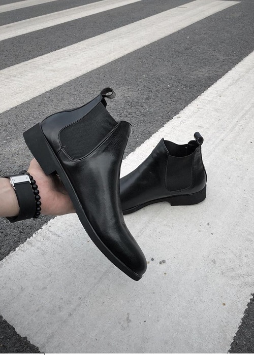 Giày Bốt Nam Cổ Cao Kiểu Dáng Chelsea Boot GD011- Đen Da Giày Việt Nam