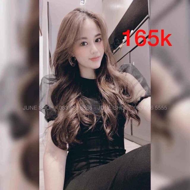 Đầm thun ôm tay voan