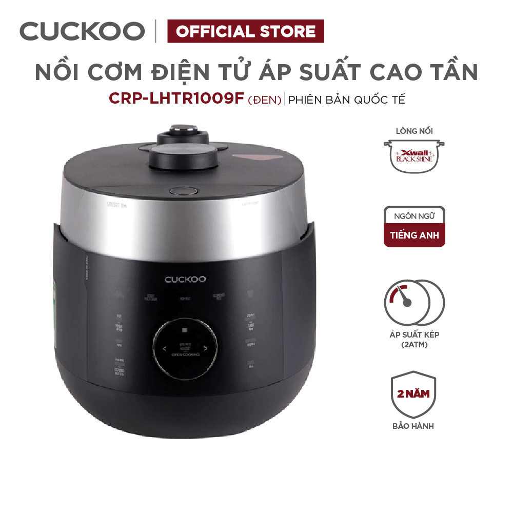 Nồi cơm điện tử áp suất cao tần Cuckoo 1.8 lít CRP-LHTR1009F màu trắng/đen - Áp suất kép - Bảng điều khiển thông minh - Nhiều chế độ nấu ăn - Sản xuất tại Hàn Quốc - Phiên bản Quốc tế - Hàng chính hãng