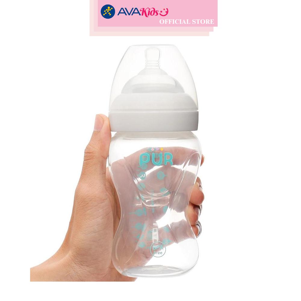 Bình sữa nhựa PP, PE Pur Milk Safe 9812 cổ rộng 250 ml (3 - 6 tháng)
