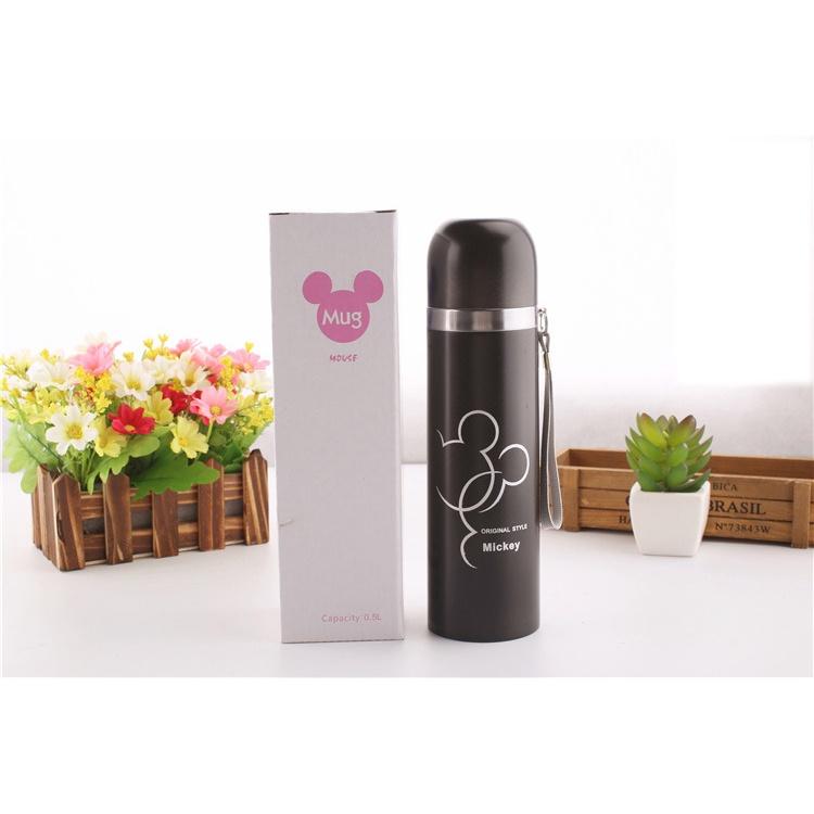 Bình Đựng Nước Giữ Nhiệt Nóng Lạnh Cao Cấp 2 Lớp Mug Mouse Độ Bền Cao, Thiết Kế Nắp Chống Tràn An Toàn 500ml