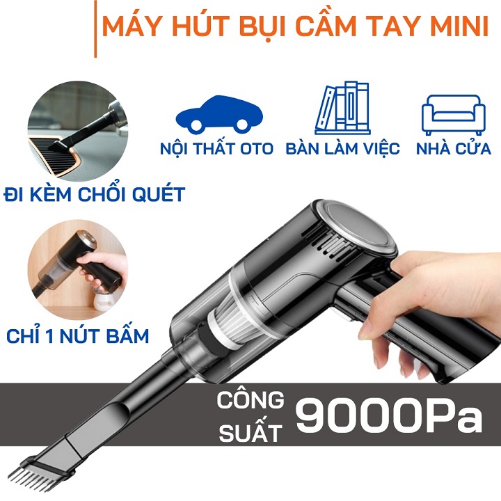 Máy Hút Bụi Cầm Tay Không Dây Mini Có Đèn Led Hút Siêu Mạnh