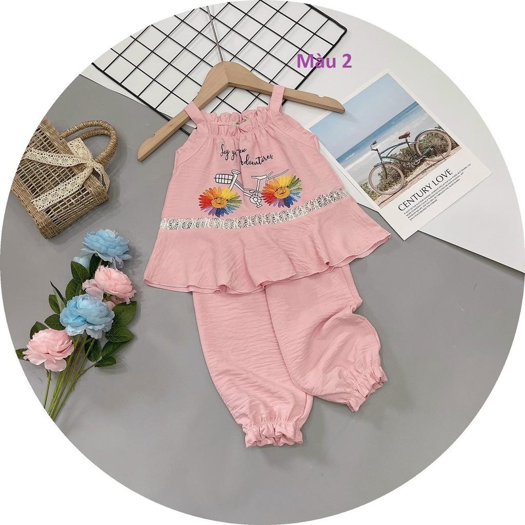 SÉT ÁO 2 DÂY HOA CÚC PHỐI QUẦN LỬNG BÉ GÁI