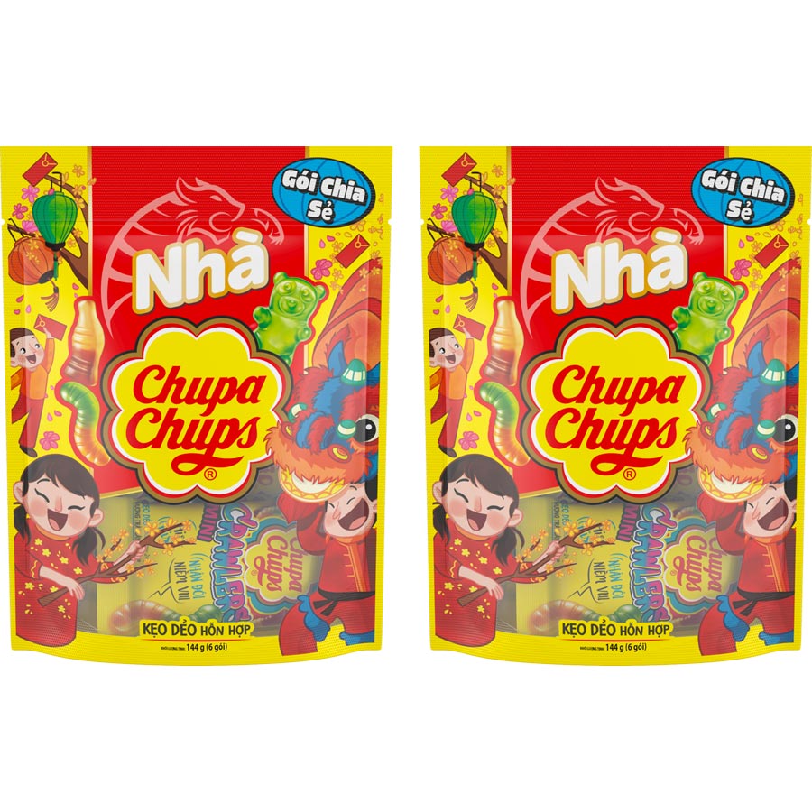 Combo 2 Gói Kẹo Dẻo Chupa Chups Hỗn Hợp Tết 2022 (Gói 144g)