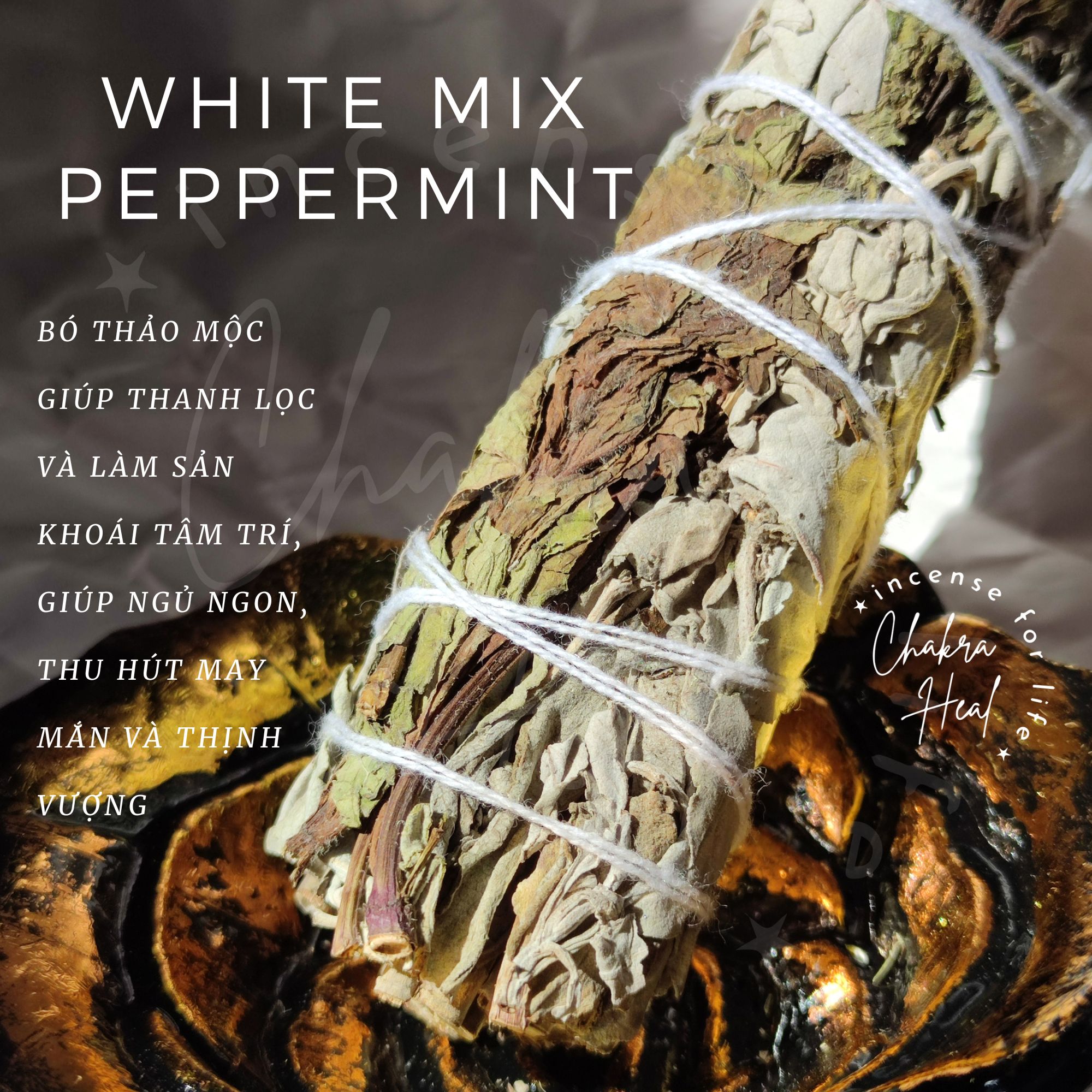 White Sage Mix Peppermint - Thảo Mộc Thư Giãn, Thu Hút May Mắn l Charka Heal Incense