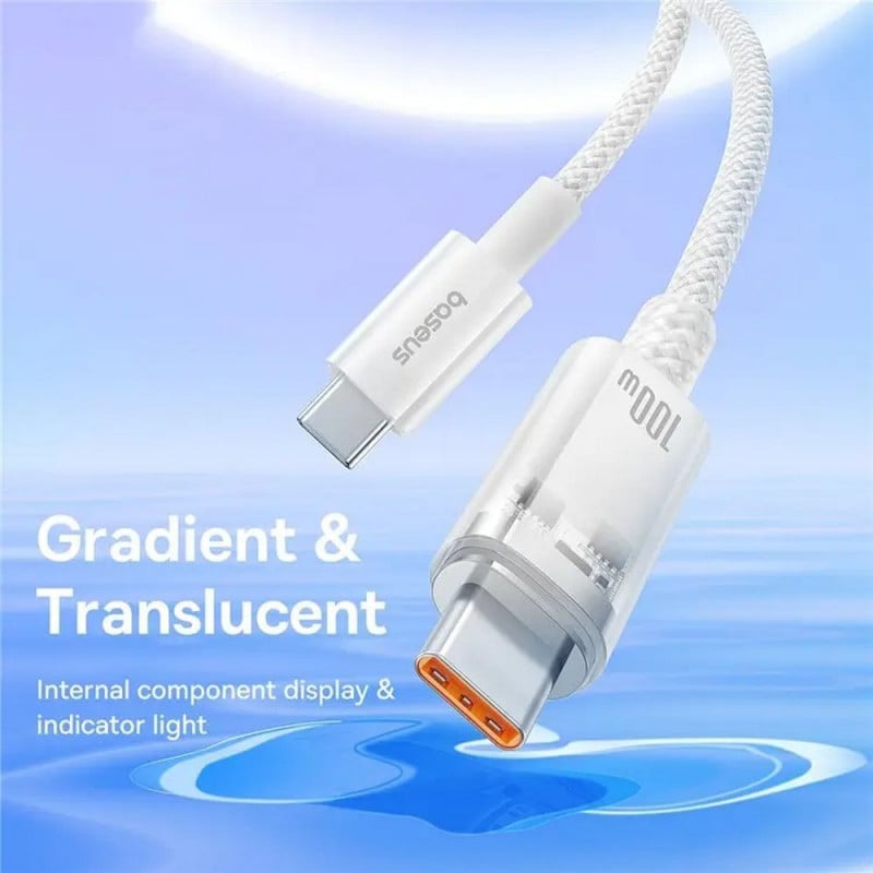 Cáp Sạc Nhanh Baseus Explorer Series 2 Fast Charging Cable Type-C to Type-C 100W Cho Macbook Laptop Điện Thoại (Smart Power-Off Fast Charging Cable with Smart Temperature Control) - Hàng chính hãng