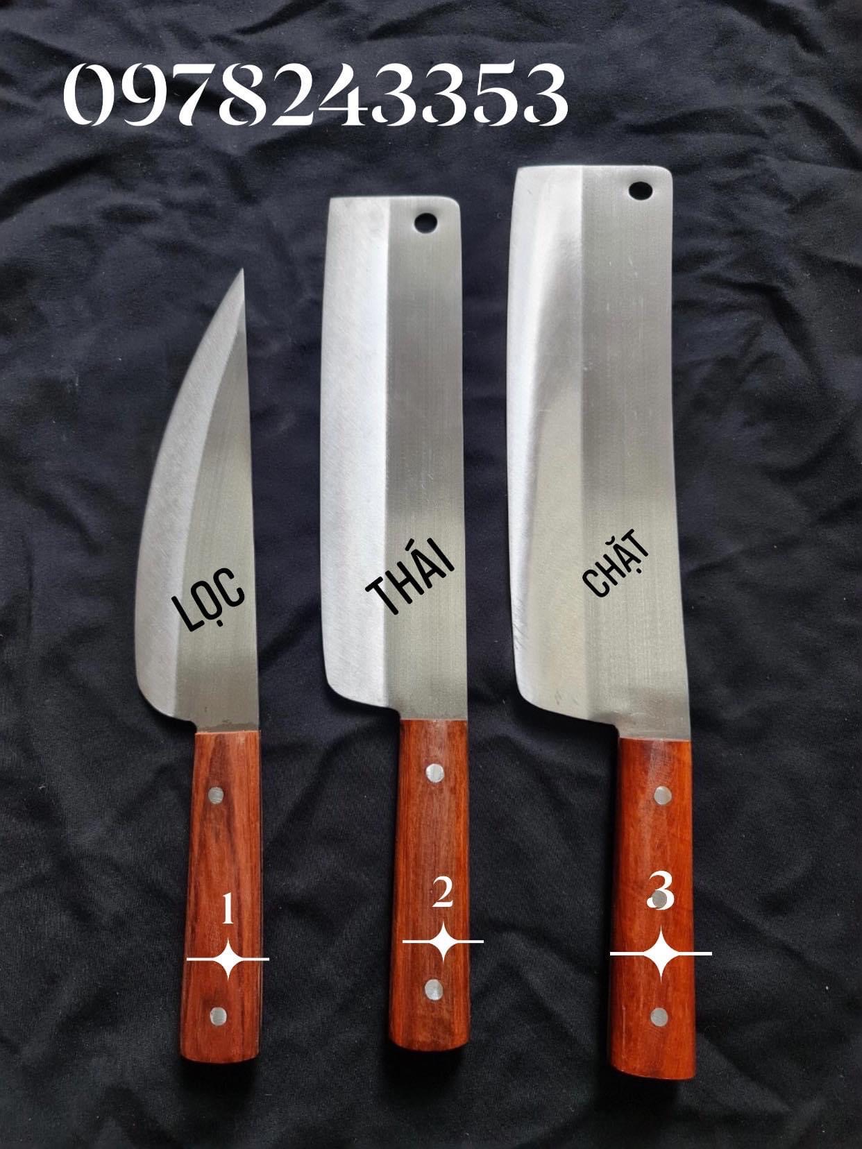 Bộ 3 dao chặt gà vịt-hoa quả -lọc cao cấp thép trắng
