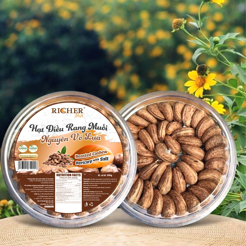 Hạt Điều Rang Muối Vỏ Lụa A180 Richer Nuts (500gr)
