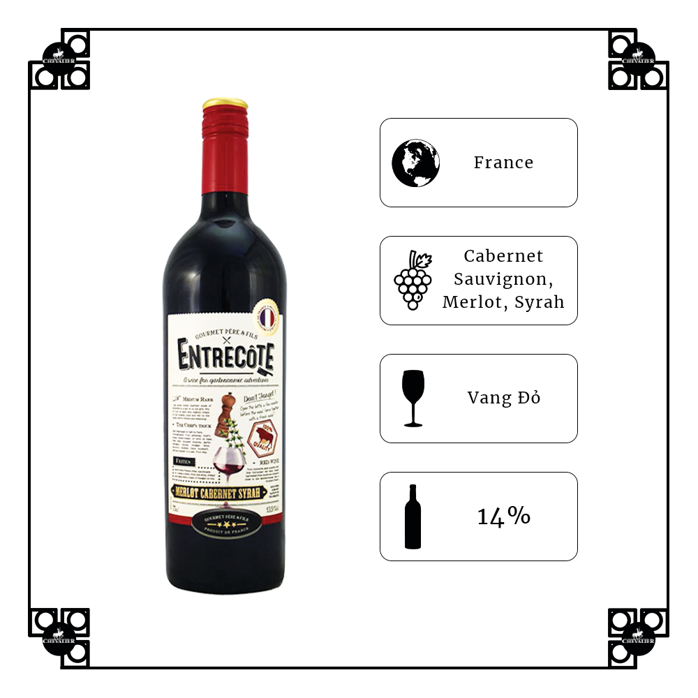 Rượu Vang Đỏ Gourmet Pere &amp; Fils Entrecote Merlot – Cabernet Sauvignon