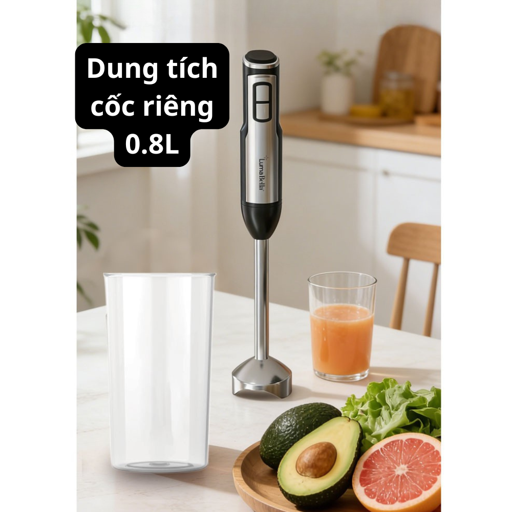 Máy xay cầm tay đa năng Lumabella LB-52036 công suất 1200W, lưỡi dao sắc bén xay nhuyễn thực phẩm - HÀNG CHÍNH HÃNG