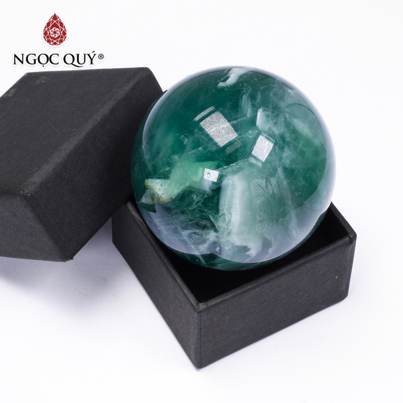 Quả cầu đá Florite mệnh hỏa, mộc - Ngọc Quý Gemstones