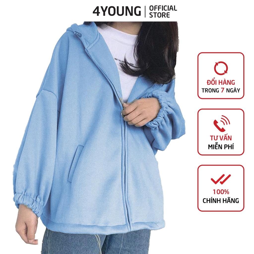 Áo hoodie nữ form rộng có dây kéo