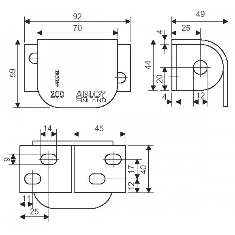 Pad Khóa Cửa ABLOY PL200 (Mở Cánh Phải)