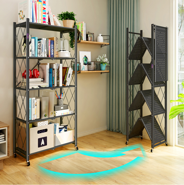 Kệ Để Đồ Gấp Gọn Thông Minh KUNBE Sơn Tĩnh Điện Cao Cấp Có Bánh Xe Xoay 360, Kệ Nhà Bếp 3 Tầng, 4 Tầng, 5 Tầng Để Cây Cảnh, Lò Vi Sóng, Giá Để Sách Đa Năng Trang Trí Nhà Cửa