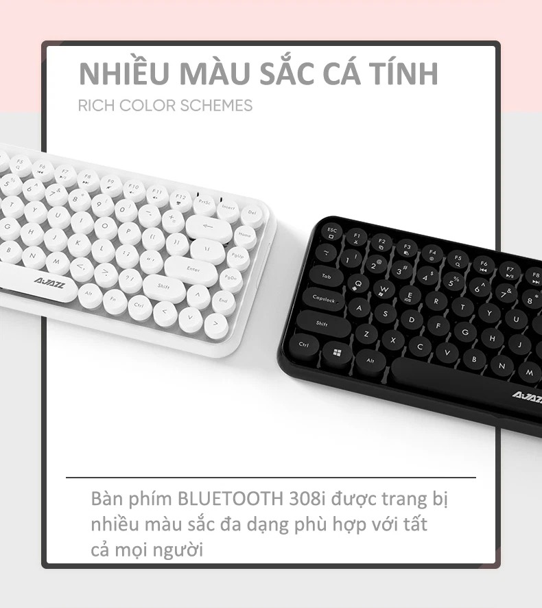 Bàn phím bluetooth Ajazz 308i thiết kế 84 phím tròn mini cực kì nhỏ gọn tiện lợi kết nối PC, Laptop, điện thoại, Ipad - HÀNG CHÍNH HÃNG