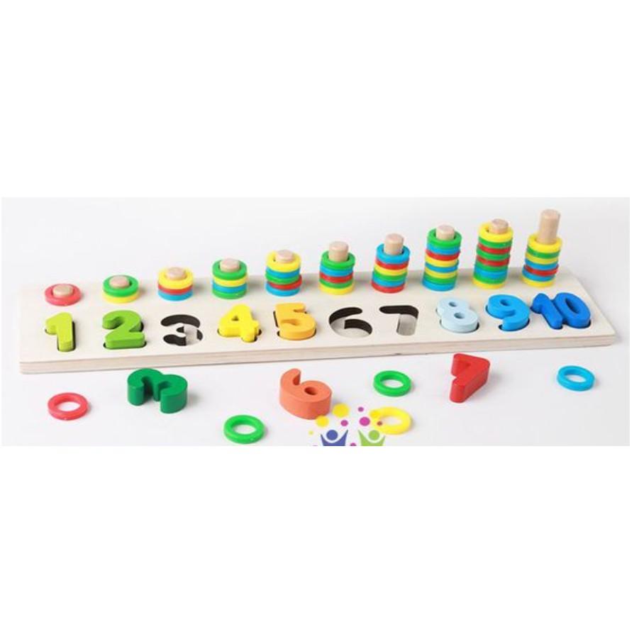 Giáo Cụ Montessori Giúp Bé Học Đếm Bậc Thang 10 Và Cột Tính Bằng Gỗ