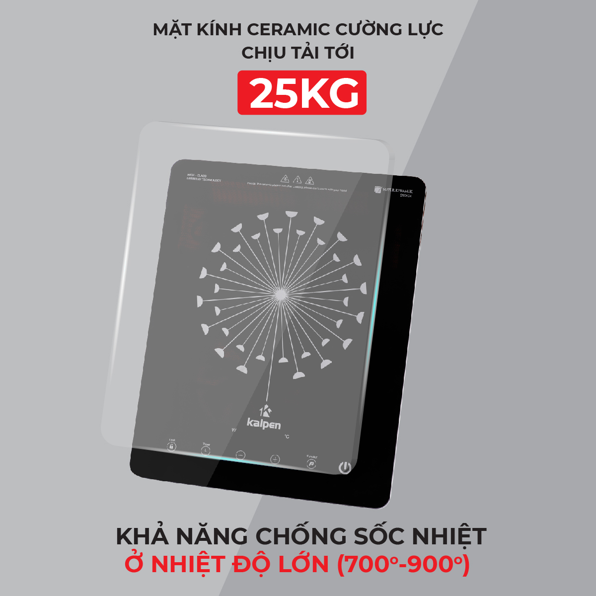 Bếp điện từ đơn Kalpen IK1 công suất 2200W tặng Nồi lẩu Inox 30cm, bảo hành 2 năm - Hàng chính hãng