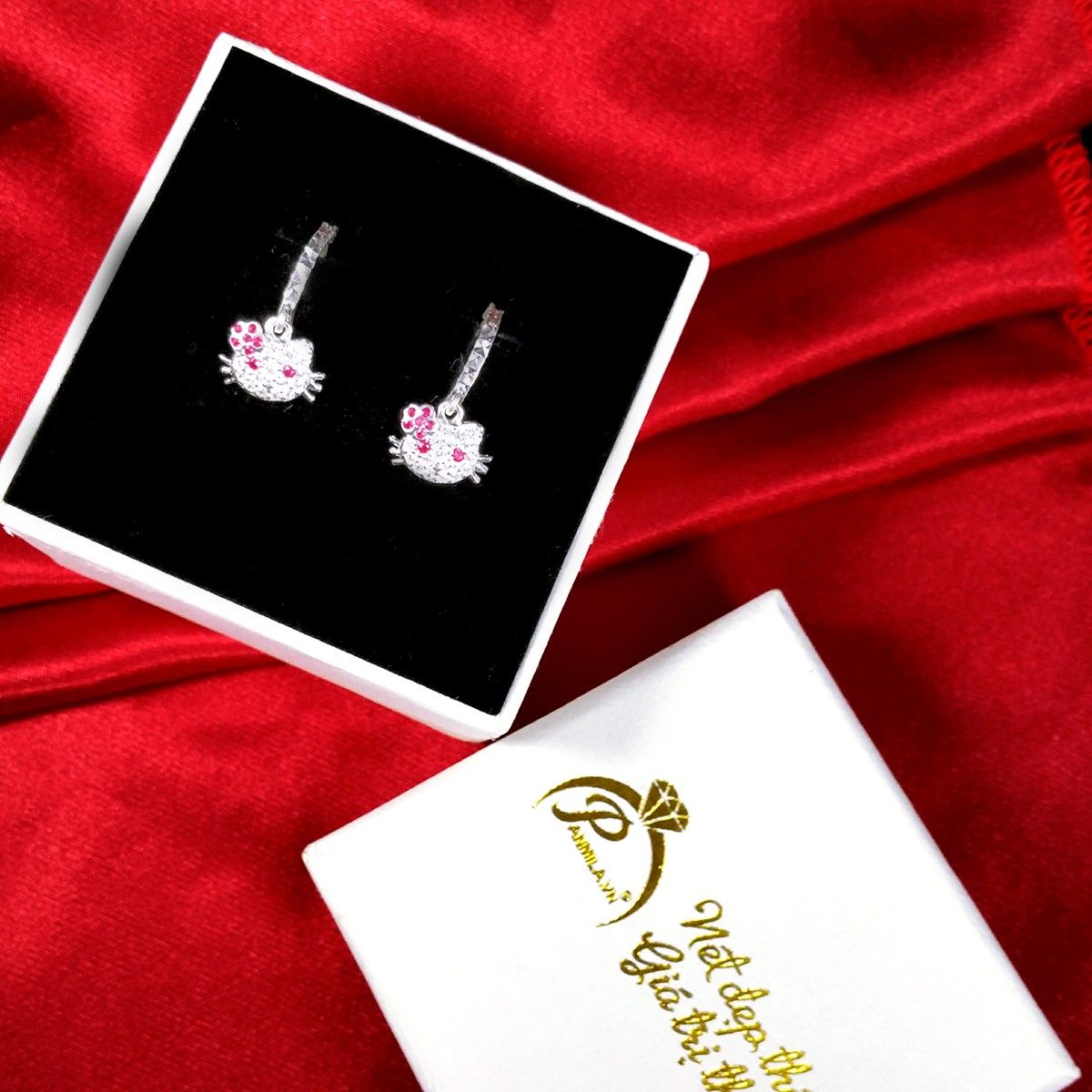 Bộ trang sức Mèo Kitty dễ thương - Xinh xắn đáng yêu - Trang sức bạc Panmila