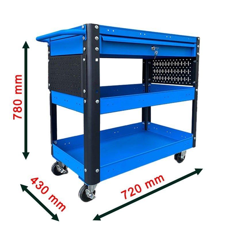 Xe đẩy đa năng 3 ngăn 1 hộc kéo xanh dương Fabina