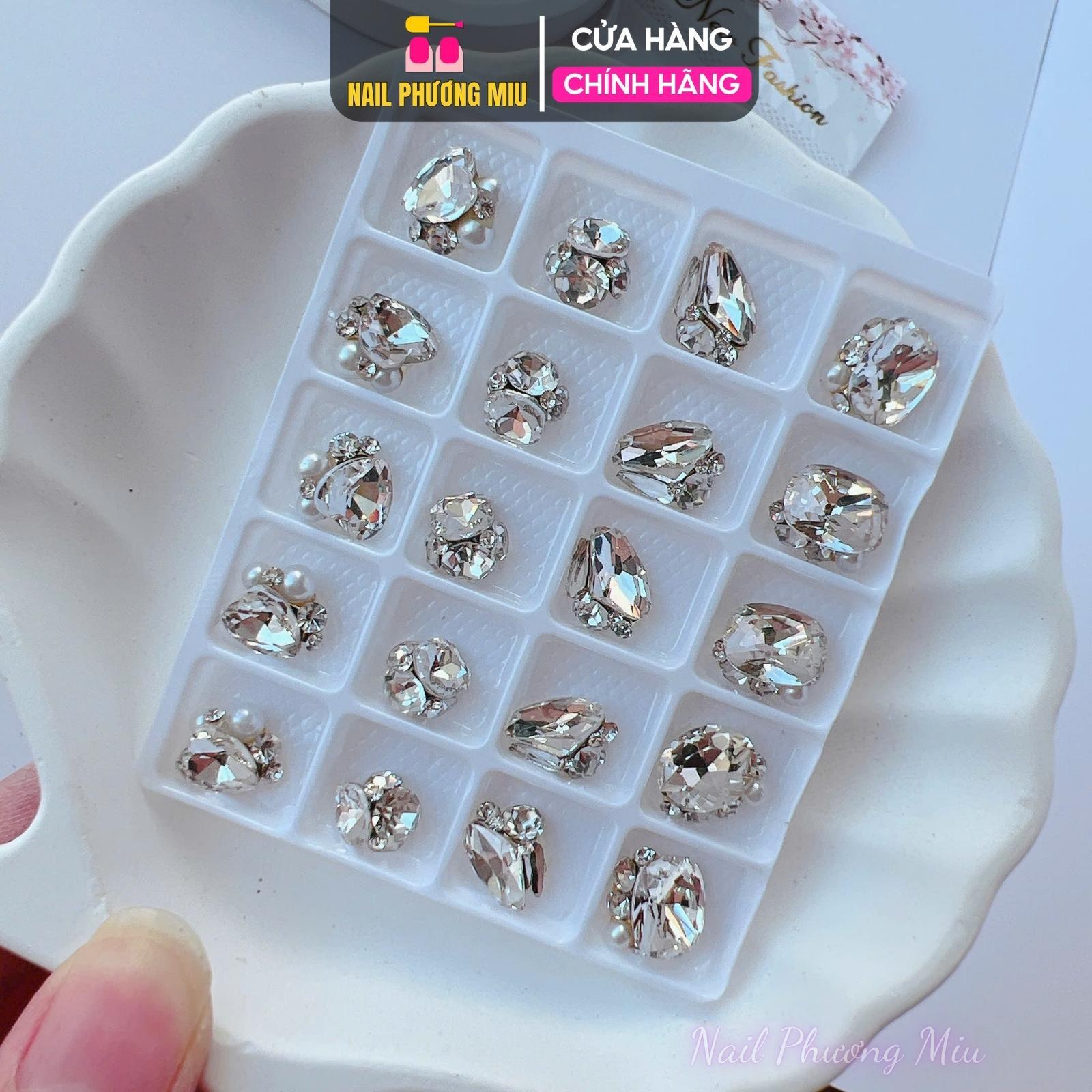 Đá Khối Chùm Trang Trí Nail - Set 20 Viên, Đá Cao Cấp Siêu Sáng, Phụ Kiện Trang Trí Móng Đẹp Nữ Women