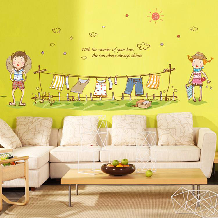 Decal Dán Tường Bé Phơi Đồ 2 Binbin EB89
