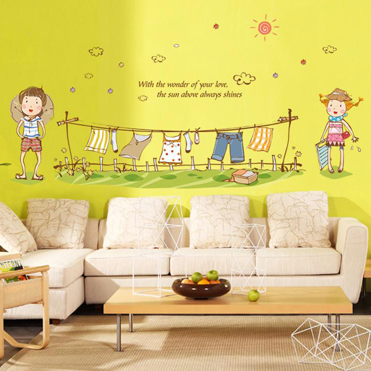 Decal Dán Tường Bé Phơi Đồ 2 Binbin EB89 (70 x 120 cm)